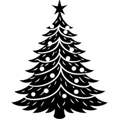 Fototapeta premium Christmas Tree Silhouette Vector Illustration on White Background Festive and Classic Holiday Design
