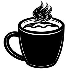 Cup of Coffee Silhouette Vector Illustration on White Background Stylish and Inviting Design