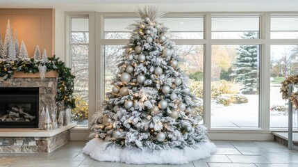 Elegant Christmas Tree in Modern Living Room