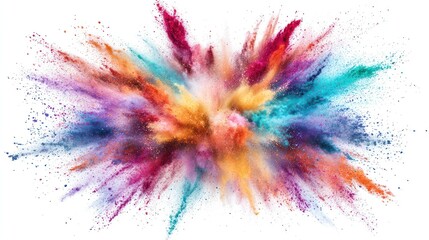 A vibrant explosion of colors resembling a burst of paint or powder.