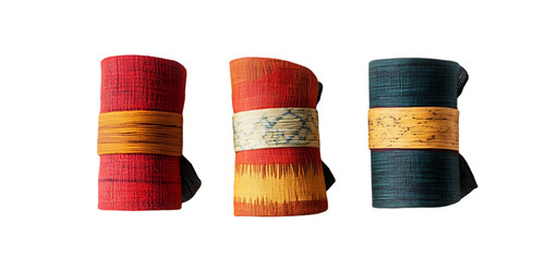 three set of Wrist Wraps isolated transparent background