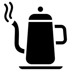 Tea Pot Icon, Black And White Glyph Icon Symbol
