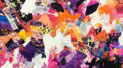 Fototapeta premium Abstract art with bright colors and splattered paint.