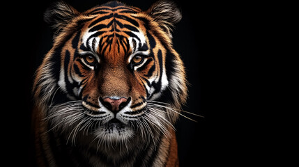 Tiger on Black Background: A striking image of a tiger against a black background.