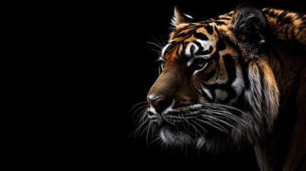 Tiger on Black Background: A striking image of a tiger against a black background.