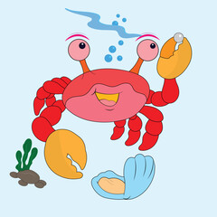 Sea Crap Colored Vector Illustration