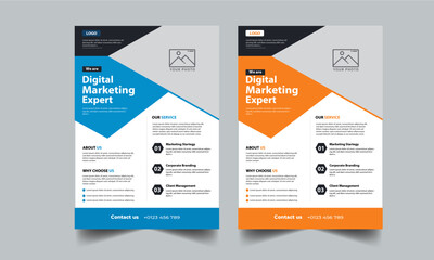 Corporate flyer design template with 2 color design concept layout
