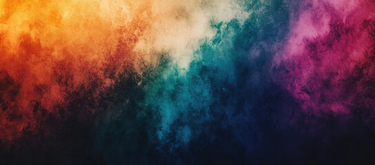 Obraz premium Abstract textured gradient background blending orange, teal and red tones with rough grunge effect