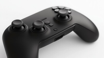 sleek black gaming joystick, placed on a plain white background
