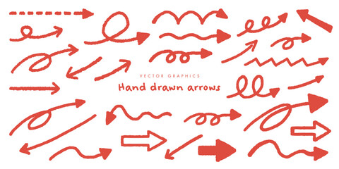 使える！手描き風矢印素材集・赤色