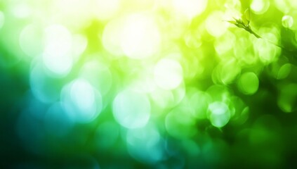 Fototapeta premium Soft green-to-blue gradient background with a blurred effect and bokeh highlights