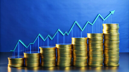 Coins on a chart showing market trends