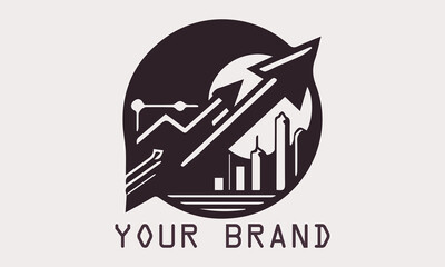 Business Flow Chart Vector Logo Arrow Illustration for Business Strategy, Path to Success and Map to Goals