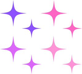 Obraz premium Set of stars sparkle in pink purple, element for decoration, PNG format file