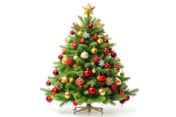 Decorated christmas tree,isolated on white background
