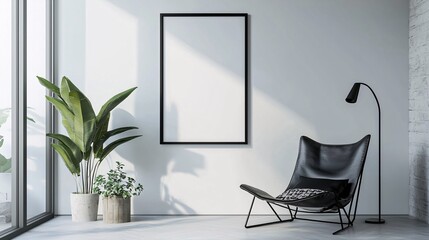 Prepare for a sleek poster template with generous space for your creative text against a minimalist white backdrop.