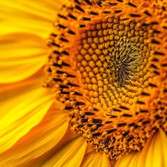 A close-up of vibrant yellow petals and intricate seed pattern