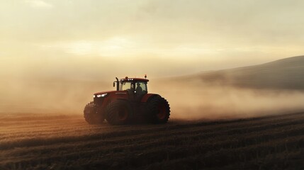 Fototapeta premium Tractor Working in a Field