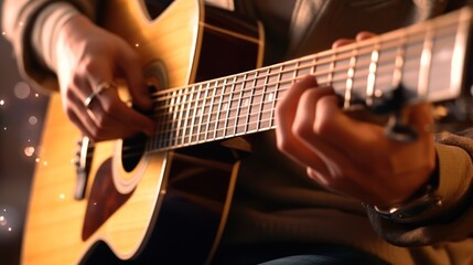 Fototapeta premium Acoustic Guitar Player Closeup