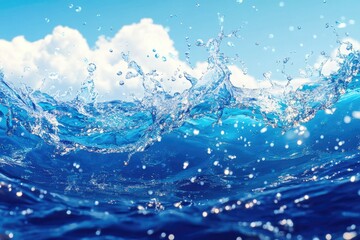 Water splashes and ripples in the sky. Perfect for projects related to nature, water, or a refreshing summer feel.