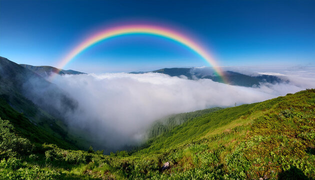 Rare Fog Bow Over a Misty Mountain