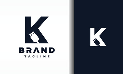 letter K USB cable logo