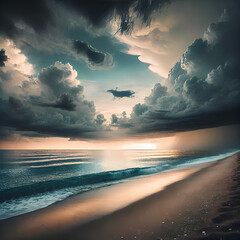 calm before a storm on a beach 