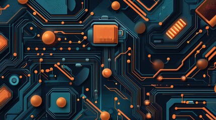 A cybernetic landscape filled with intricate patterns and glowing technology in a futuristic design