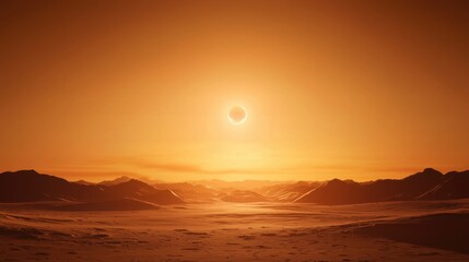 Naklejka premium A futuristic spacecraft landing on a distant planet, with a dramatic sunset casting colorful shadows