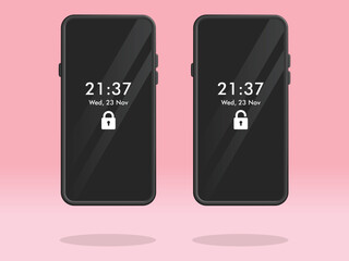 Smartphone Lock Screen Padlock with Date Clock