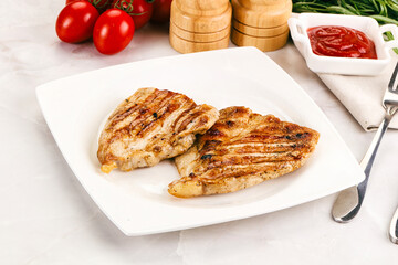 Grilled pork steak with sauce