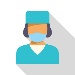 Female doctor is wearing a surgical mask and scrubs in this medical icon