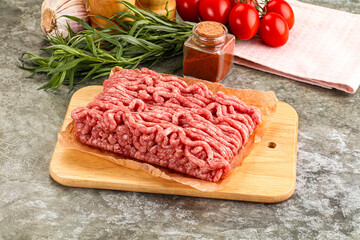 Raw uncooked red minced meat