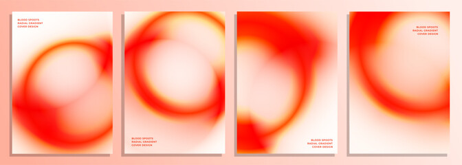 abstract red blood spots radial gradient cover poster background design set
