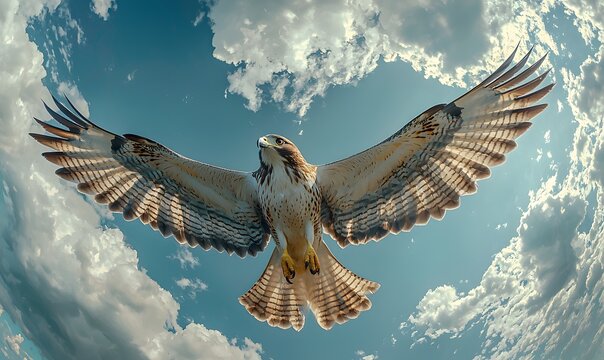 A majestic honey buzzard flying against the sky, Generative AI
