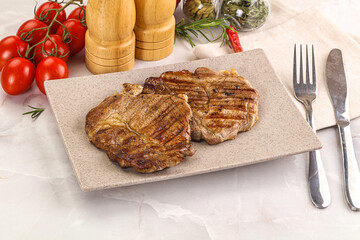 Grilled pork neck sirloin steak