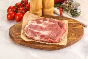 Raw pork neck steak sirloin