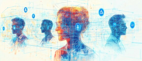 Fototapeta premium The Future Workforce Grid, Digital Skills Gap and Workforce Development