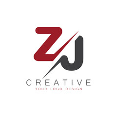 ZJ initial monogram logo with creative design.