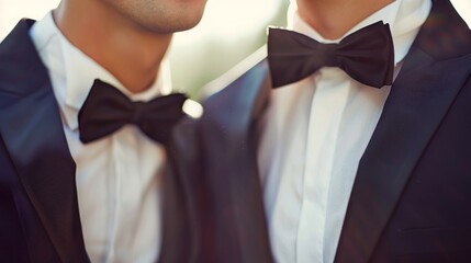 Two men wearing black ties and black suits