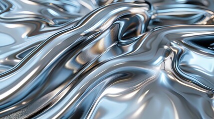 Abstract Silver Metallic Liquid Surface