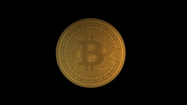 Bitcoin - Popup Rotate on Transparent Background, 1920x1080 size, Alpha chanel, Frame rate 30fps, Duration 0:06