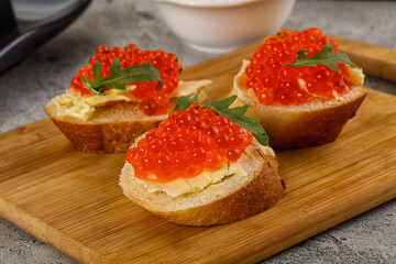 Luxury toast with red caviar