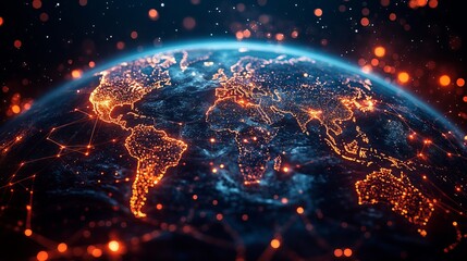 Obraz premium global communication technology concept for internet business - digital connections and networking