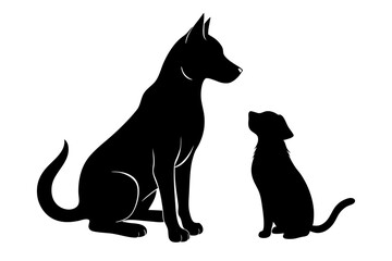 dog with a cat silhouette, cat and dog vector 
