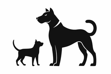dog with a cat silhouette, cat and dog vector 
