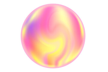 Glowing cute magic sphere or iridescent 3D bubble or fluid light pink droplet isolated, transparent background. Aesthetic dreamy holographic ball with smooth swirl gradient texture.