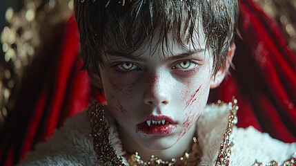 Regal Vampire Boy with Pale Skin and Sharp Features