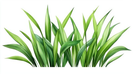 Obraz premium Vibrant green grass, white isolated background. Fresh grass and green concept.