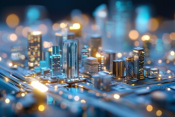 Fototapeta premium 11. Smart city, AI governance, digital infrastructure, futuristic urban design